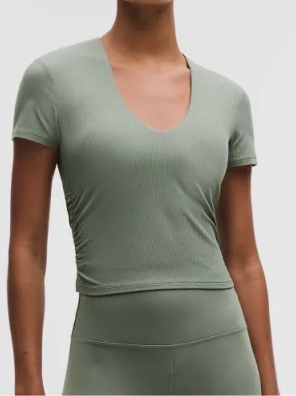 Lululemon Willow Leaf All it Takes Ribbed Crop Tee in Sage Green size 6